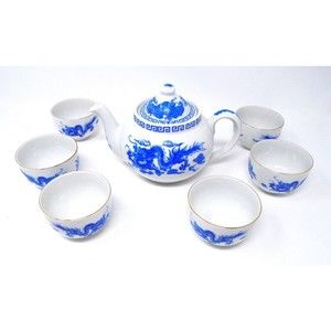 Stunning Vintage Darchung Dragon Teapot with Matching Cups Set of 6 Fine China